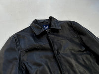 90s Vintage GAP Leather CarCoat M Black