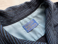 60s PENDLETON Pinstriped Wool Board Shirt XL Blue&Black