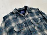 90s Pendleton Shadow Plaid Wool Shirt L Blue