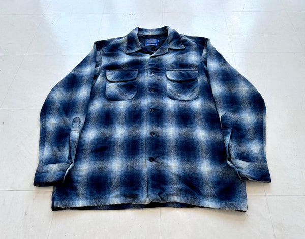 90s Pendleton ShadowPlaid Board Shirt L Blue&White