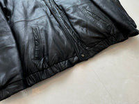 90s Eddie Bauer Leather Puffer Jacket XL Black