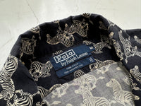 90s Polo Ralph Lauren Zebra Silk Loop Shirt M Black