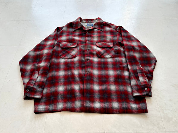 60s Pendleton ShadowPlaid Board Shirt XXL Red