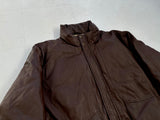 80s Eddie Bauer Leather Puffer Jacket L TALL Brown