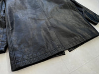 90s Vintage GAP Leather CarCoat M Black