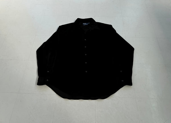 90s Polo Ralph Lauren MARLOWE Corduroy L/S Shirt XL Black – NO 