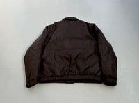 80s Eddie Bauer Leather Puffer Jacket L TALL Brown