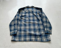 90s Pendleton Shadow Plaid Board Shirt L TurquoiseBlue&White