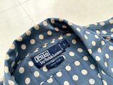 90s Polo Ralph Lauren Polka Dot Silk Loop Shirt L Skyblue