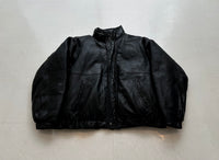 90s Eddie Bauer Leather Puffer Jacket XL Black