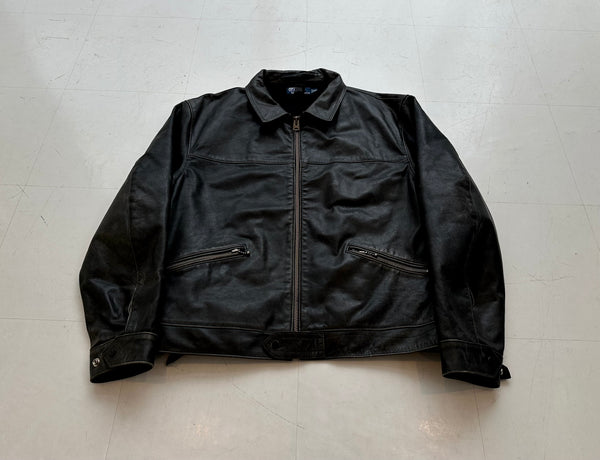 90s Polo Ralph Lauren Leather Zip Jacket XXL Black – NO BURCANCY