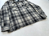 60s Cascade Shadow Plaid Wool Board Shirt XL Black&White