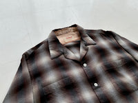 60s Lanerossi Shadow Plaid Wool Board Shirt XL Brown&Black