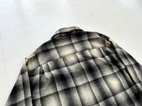 60s Cascade Shadow Plaid Wool Board Shirt XL Black&White