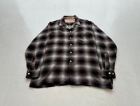 60s Lanerossi Shadow Plaid Wool Board Shirt XL Brown&Black