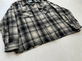 60s Cascade Shadow Plaid Wool Board Shirt XL Black&White