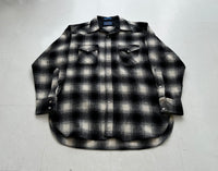 70s Pendleton Shadow Plaid Western Shirt L Black&White