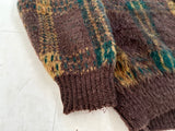 60s CAMPUS Mohair Cardigan L Brown Plaid