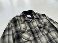 60s Cascade Shadow Plaid Wool Board Shirt XL Black&White