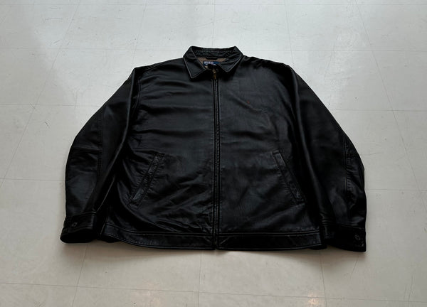 90s Polo Ralph Lauren Leather SwingTop Jacket XL Black