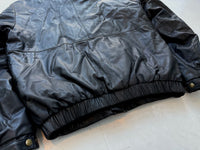 80s Eddie Bauer Leather Puffer Jacket L Black