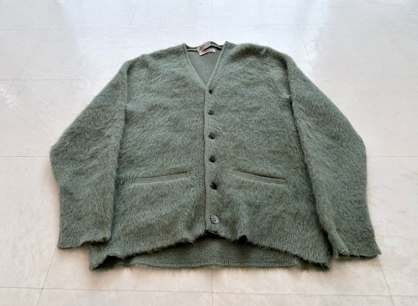 60s Julliard Mohair Cardigan L MossGreen