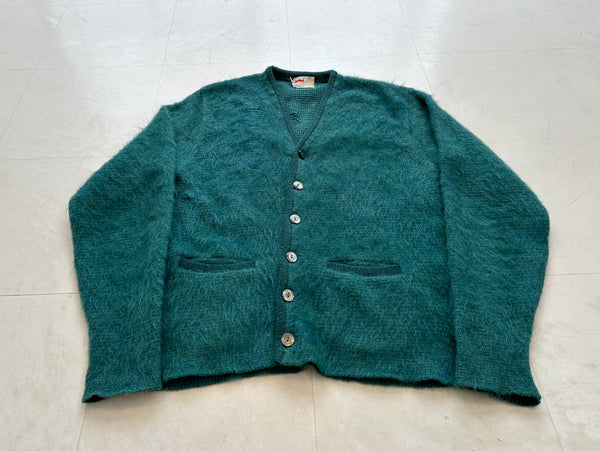 60s GrantCrest Mohair Cardigan L Emerald