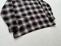 60s Lanerossi Shadow Plaid Wool Board Shirt XL Brown&Black