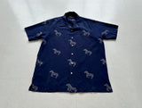 90s Polo Ralph Lauren BROMLEY Zebra Silk Loop Shirt M