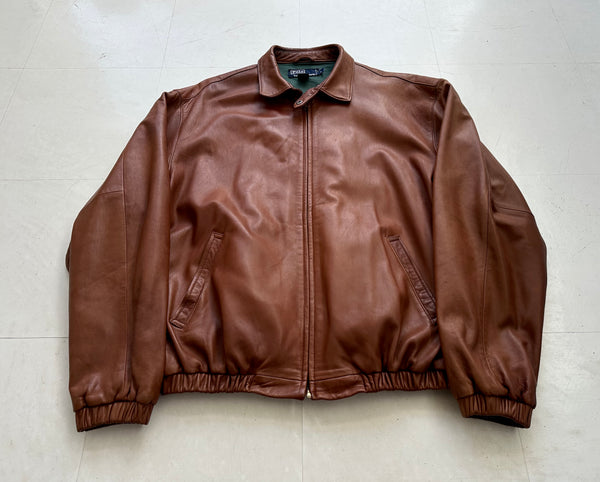 90s Polo Ralph Lauren Leather SwingTop Jacket L Camel