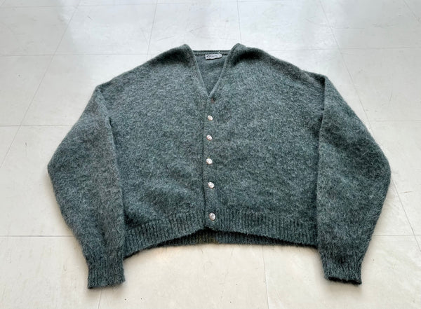 60s Cupwellis Mohair Cardigan XL MossGreen