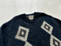 60s THANE Diamonds Mohair Sweater XL Navy