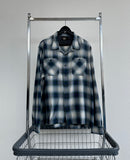 RRL Shadow Plaid Rayon Loop Shirt XL White&Blue&Green