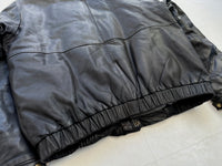 80s Eddie Bauer Leather Puffer Jacket XL Black