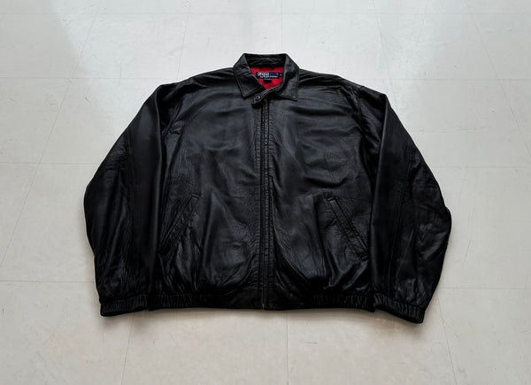 90s Polo Ralph Lauren Leather SwingTop Jacket M Black