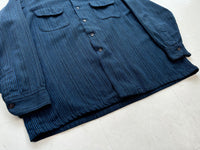 60s PENDLETON Pinstriped Wool Board Shirt XL Blue&Black