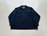 60s PENDLETON Pinstriped Wool Board Shirt XL Blue&Black