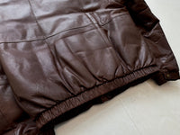 80s Eddie Bauer Leather Puffer Jacket M DeepBrown