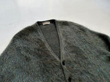 60s DRUMMOND Shaggy Man Mohair Cardigan XL DeepEmerald