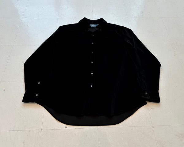 90s Polo Ralph Lauren ESTATE Velour L/S Shirt XL Black