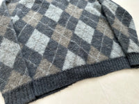 60s Brentwood Argyle Cardigan XL Gray