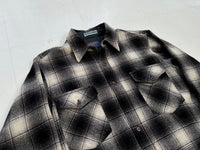 90s Pendleton shadow Plaid Wool Shirt M Black &White