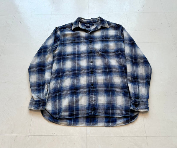 90s Polo Ralph Lauren Shadow Plaid Flannel L/S Shirt S Blue&White