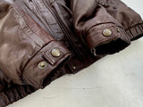 80s Eddie Bauer Leather Puffer Jacket L TALL Brown