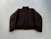 80s Eddie Bauer Leather Puffer Jacket L TALL Brown