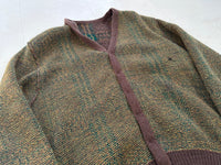 60s CAMPUS Mohair Cardigan L Brown Plaid