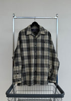 90s POLO SPORT ShadowPlaid Wool Loop Shirt L Black&White