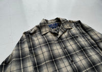 90s POLO SPORT ShadowPlaid Wool Loop Shirt L Black&White