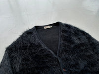 60s MONTGOMERY WARD Mohair Cardigan L Black&Gray