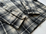 90s POLO SPORT ShadowPlaid Wool Loop Shirt L Black&White